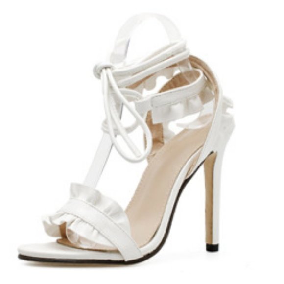 New White Fish Mouth Sandals - Picture 3 of 8